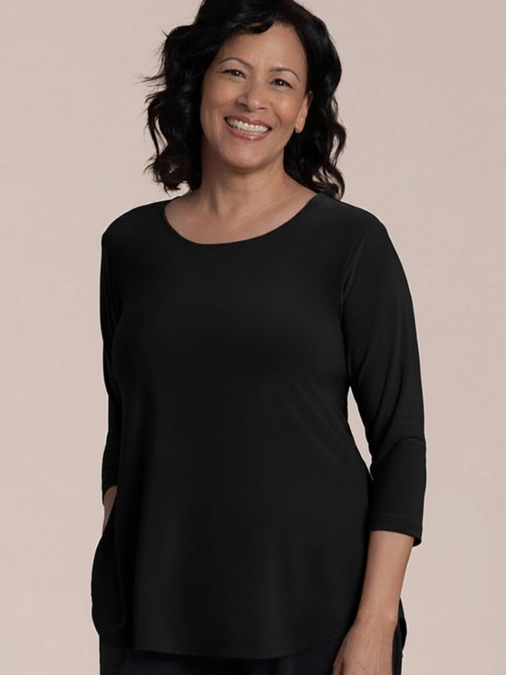 Sympli Black 3/4 Sleeve Go To Classic Tee